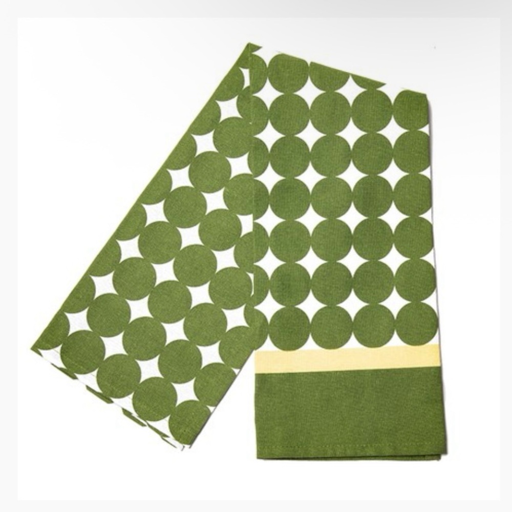 New TO THE MARKET Tea Towel in GREEN POLKA!
